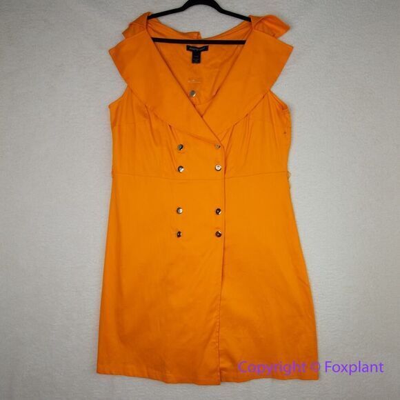 New! Ashley Stewart orange‎ dress double breasted collared with belt, size 22/24 - Picture 1 of 16